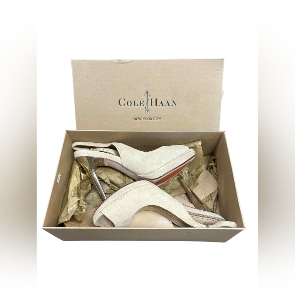 Cole Haan Chelsea Ot Sandal Tan Suede Slingback New With Box Size 7.5B